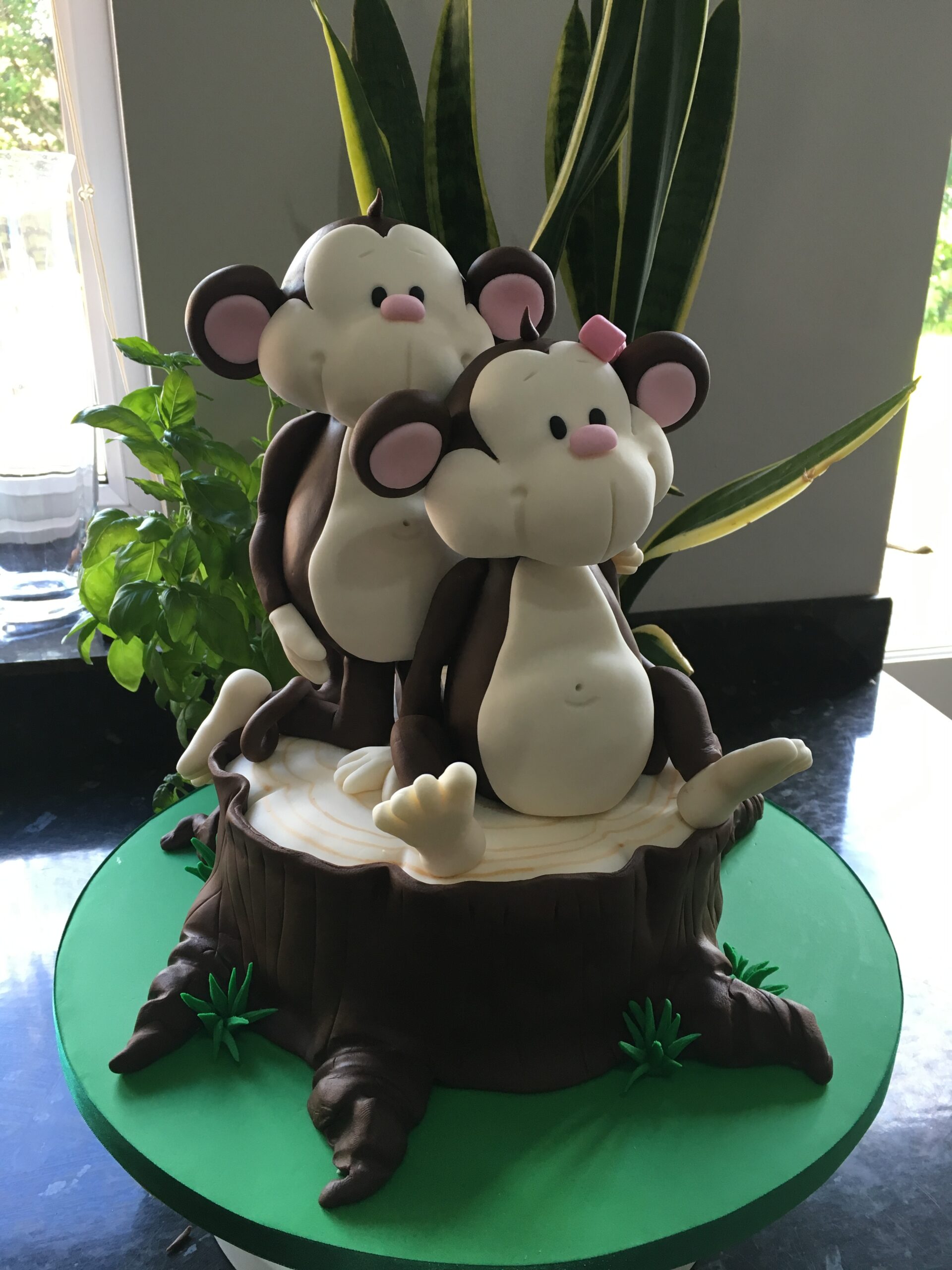 Cheeky Monkeys Custom Birthday cake for twins by Spiffidrip